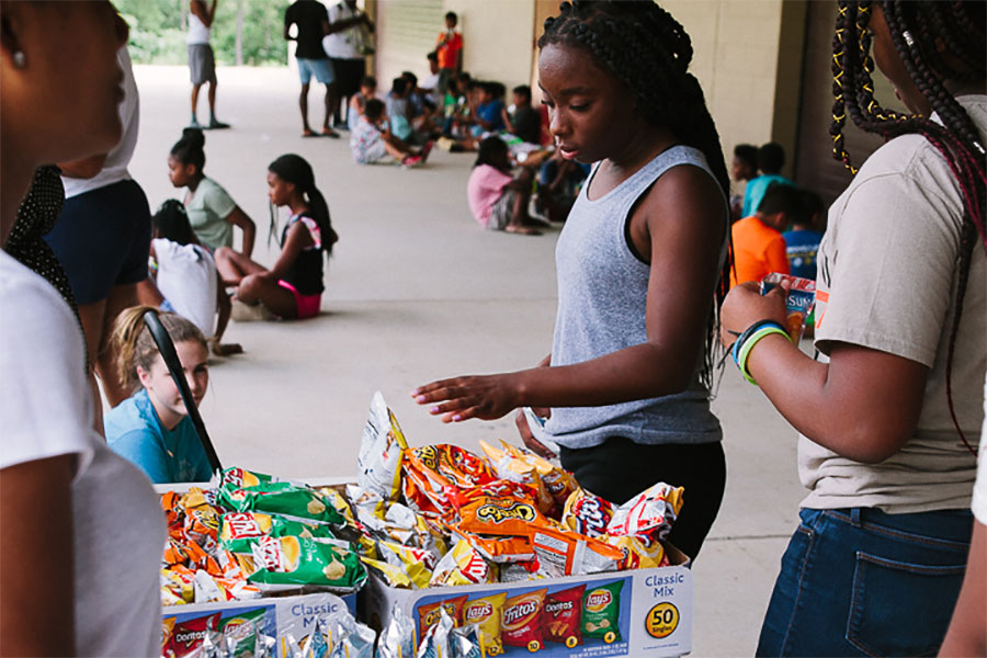Snack team volunteers at Camp Grace