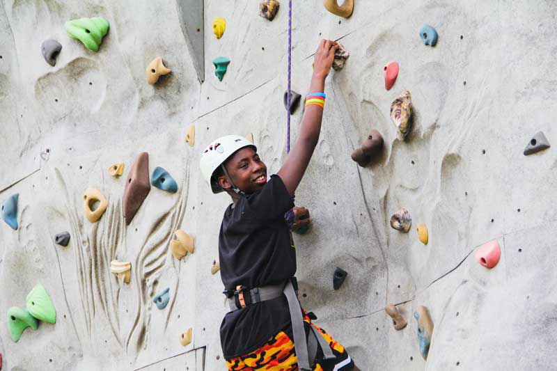 Rock climbing wall at Camp Grace